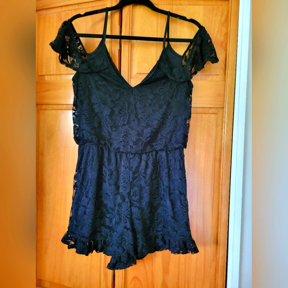 Black lace romper, Express, Size Small